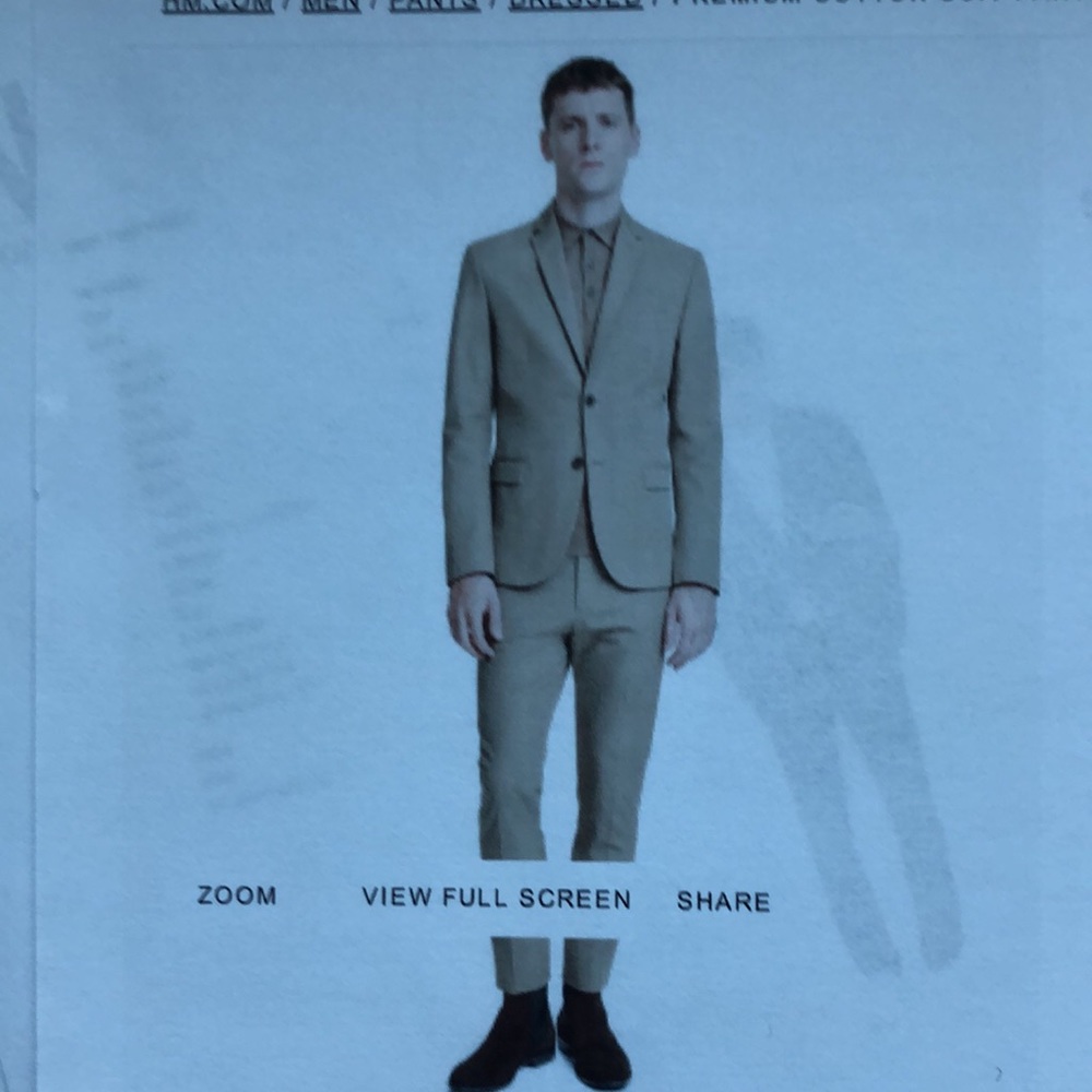 H&M men summer suit  tan khaki classic slim fit